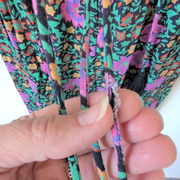 Spell & the Gypsy Floral Jumpsuit Womens L Romper Summer Tassel Indie Cottage - Picture 11 of 13